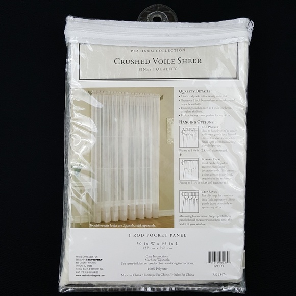 Crushed Voile Sheer Curtain Panel - Ivory - Picture 4 of 8